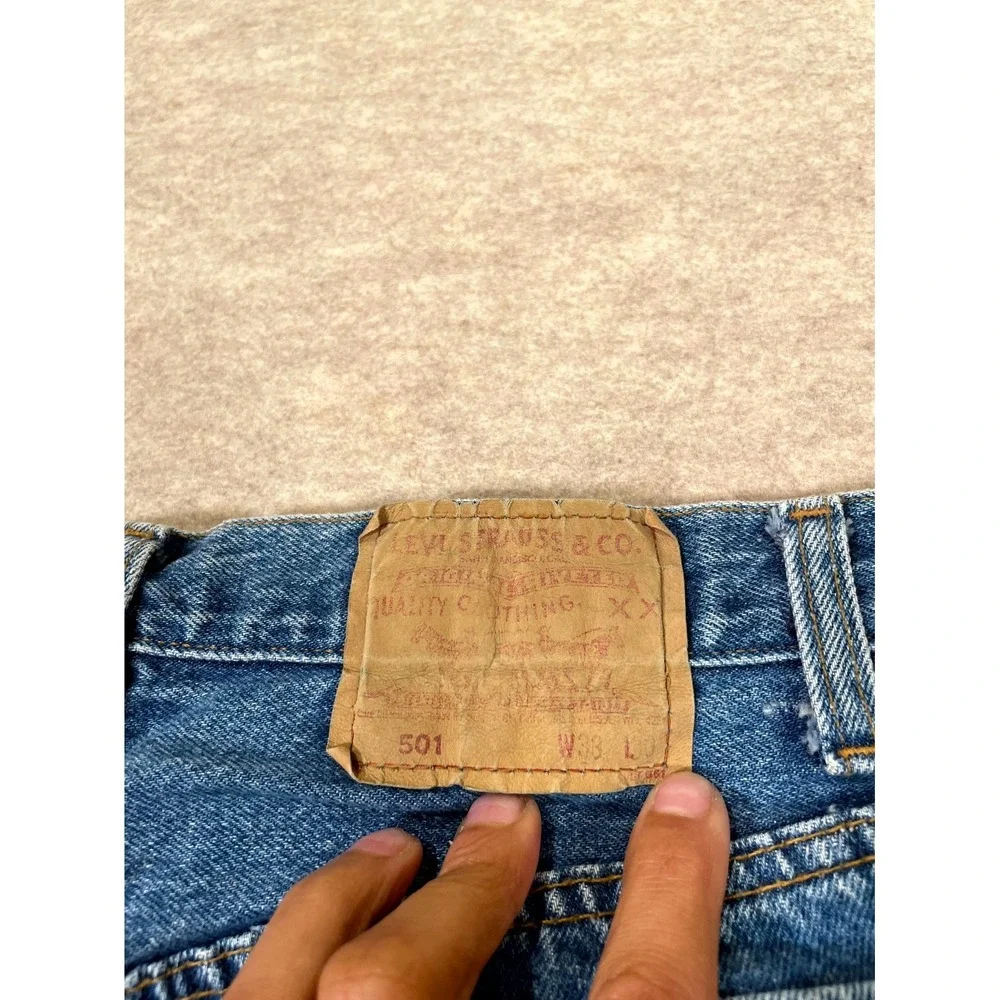 Levi's 501 Straight‎ Jeans Mens 33x30 Blue Denim Cotton Mid Rise Street Wear